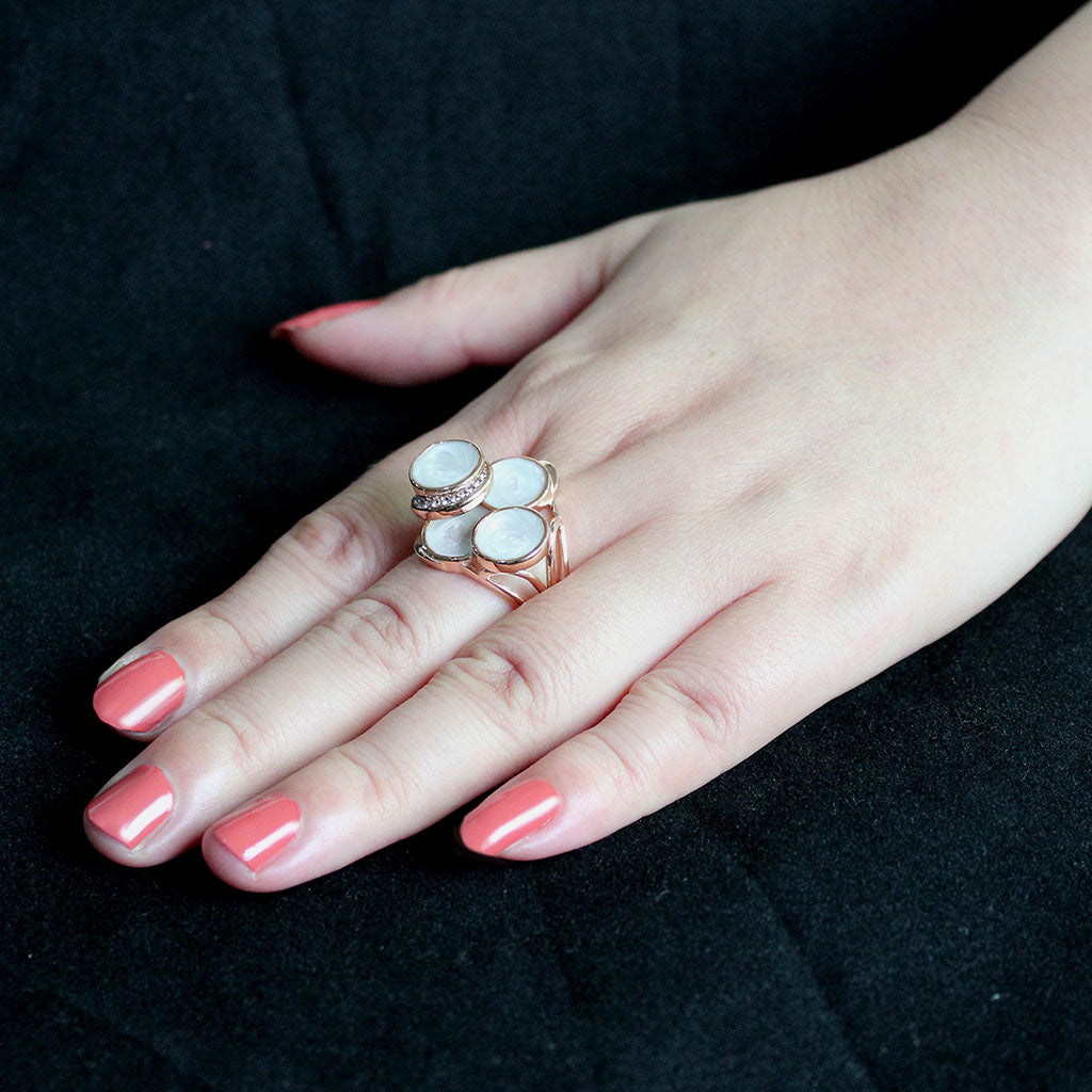 MATK3822 - IP Rose Gold(Ion Plating) Stainless Steel Ring with AAA Grade CZ in Clear