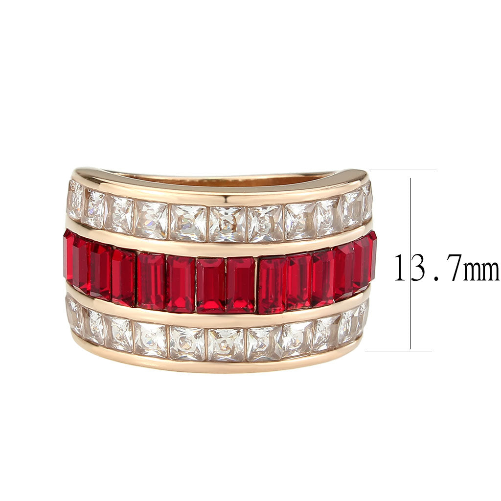 MATK3823 - IP Rose Gold(Ion Plating) Stainless Steel Ring with Top Grade Crystal in Red Series