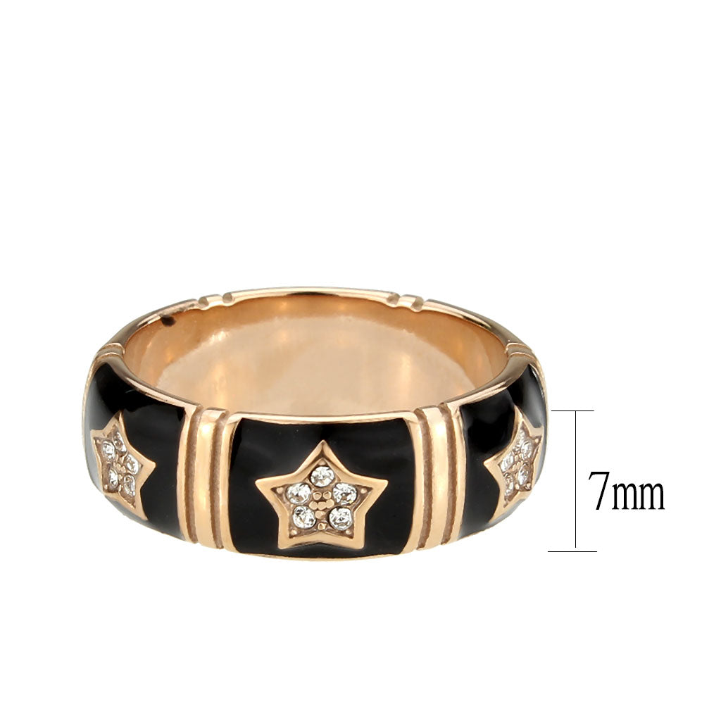 MATK3826 - IP Rose Gold(Ion Plating) Stainless Steel Ring with Top Grade Crystal in Clear
