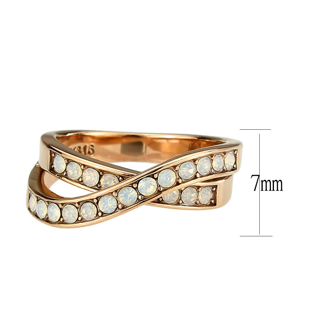 MATK3828 - IP Rose Gold(Ion Plating) Stainless Steel Ring with Top Grade Crystal in Fireopal