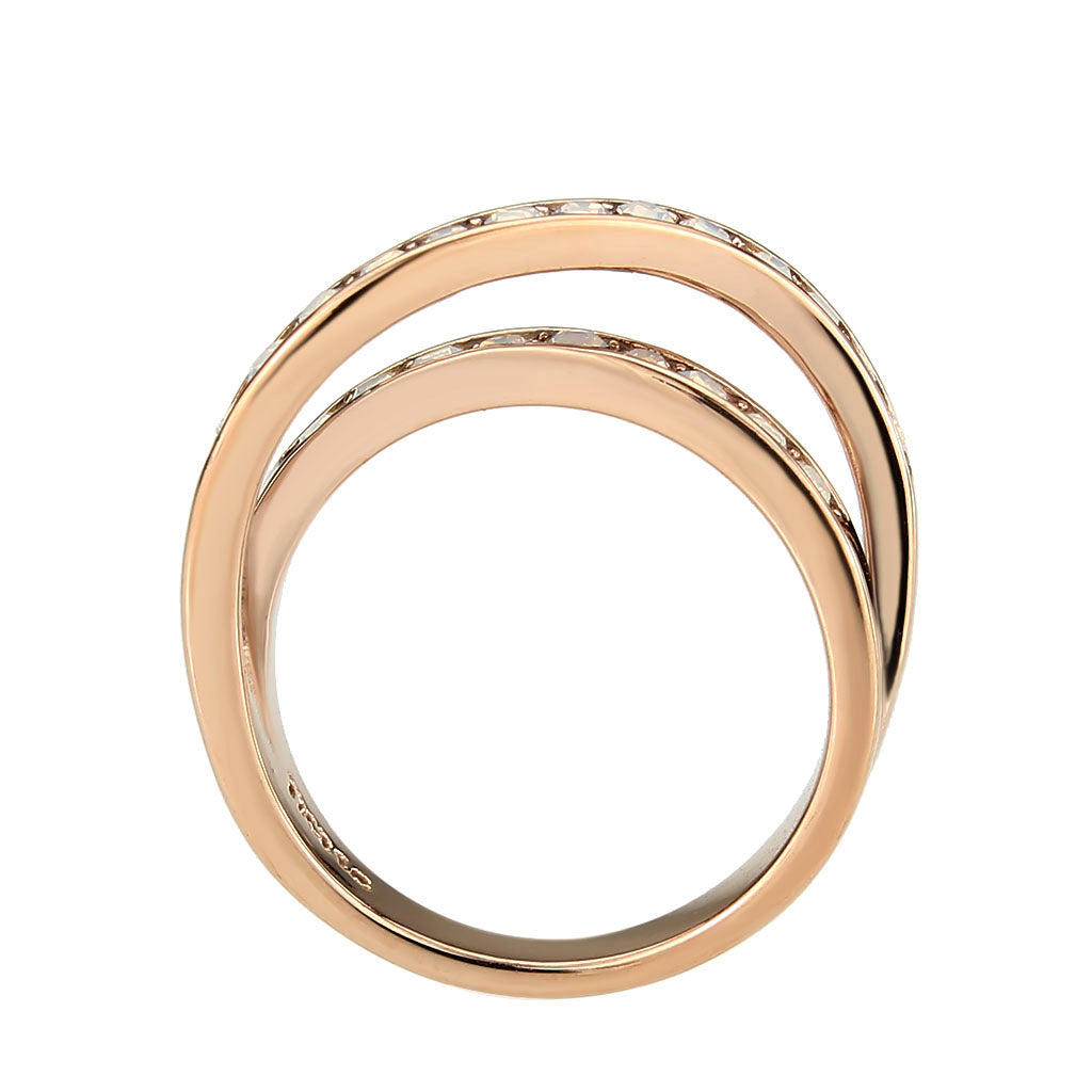 MATK3828 - IP Rose Gold(Ion Plating) Stainless Steel Ring with Top Grade Crystal in Fireopal