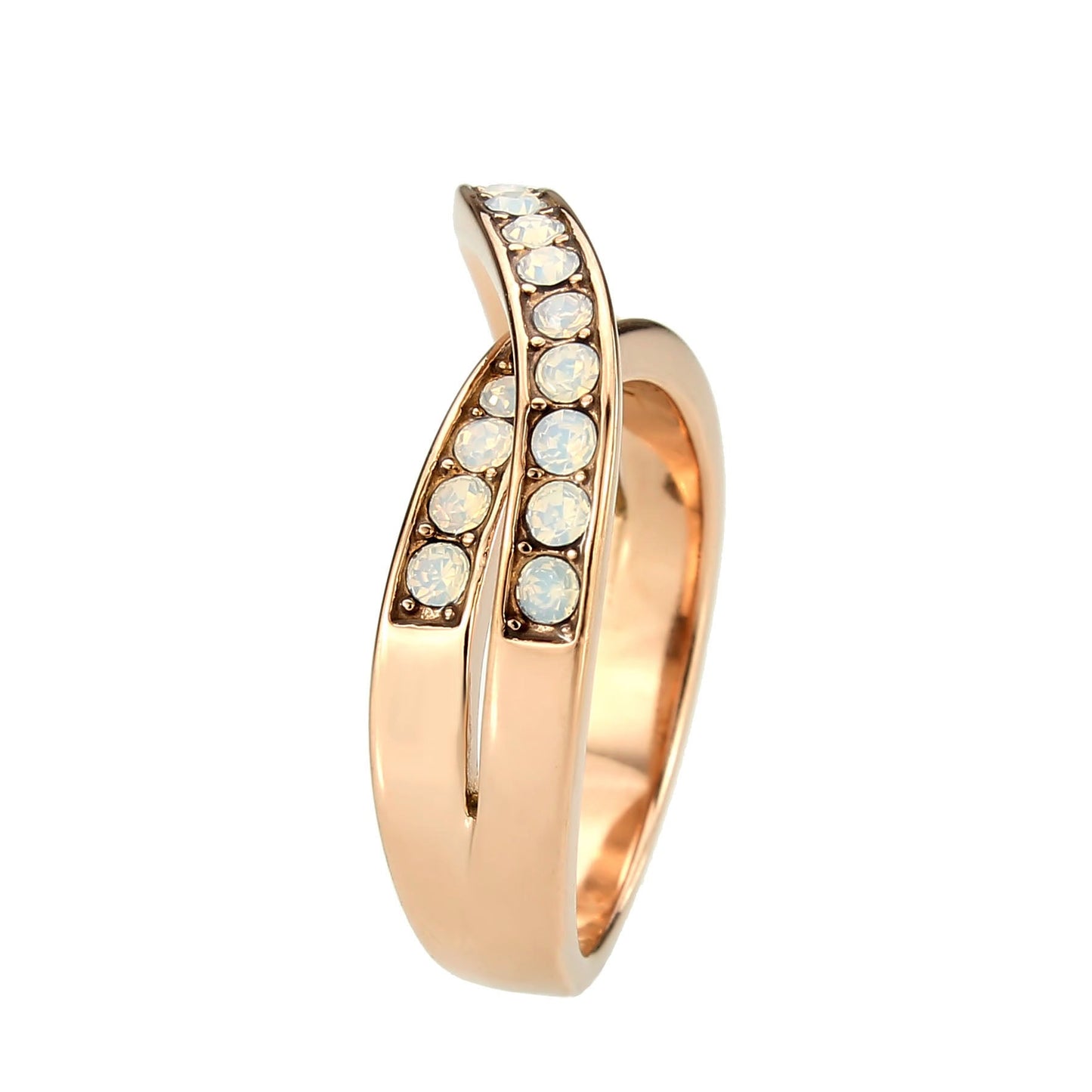 MATK3828 - IP Rose Gold(Ion Plating) Stainless Steel Ring with Top Grade Crystal in Fireopal