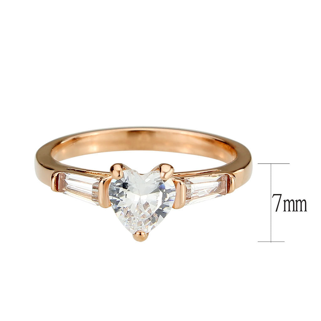 MATK3829 - IP Rose Gold(Ion Plating) Stainless Steel Ring with AAA Grade CZ in Clear