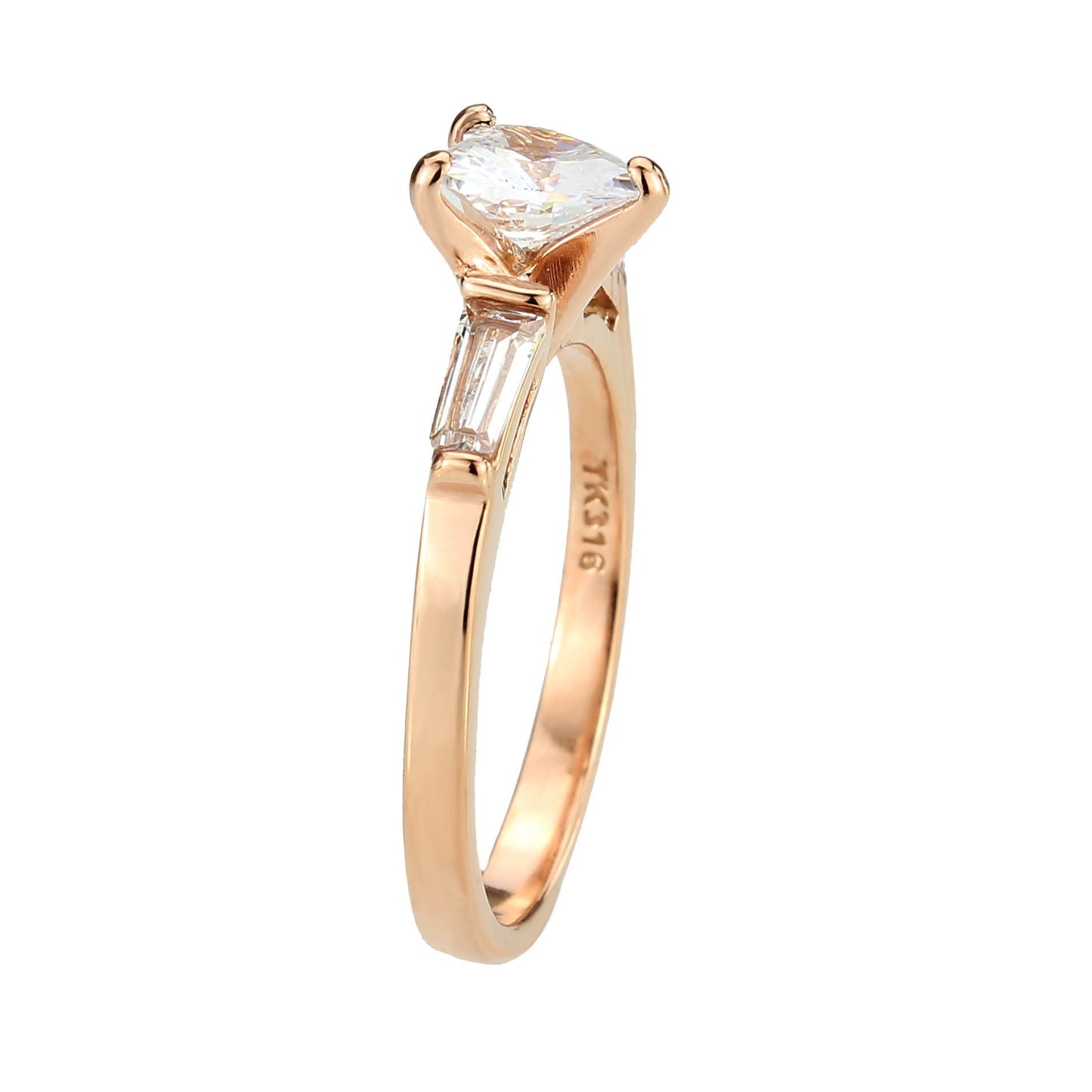 MATK3829 - IP Rose Gold(Ion Plating) Stainless Steel Ring with AAA Grade CZ in Clear