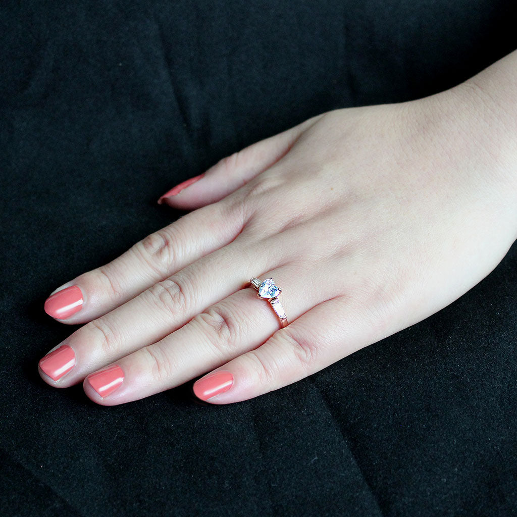 MATK3829 - IP Rose Gold(Ion Plating) Stainless Steel Ring with AAA Grade CZ in Clear