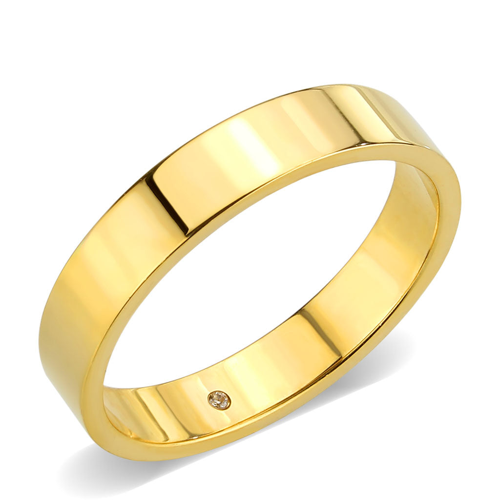 MATK3832 - IP Gold Stainless Steel Ring with Top Grade Crystal in Clear