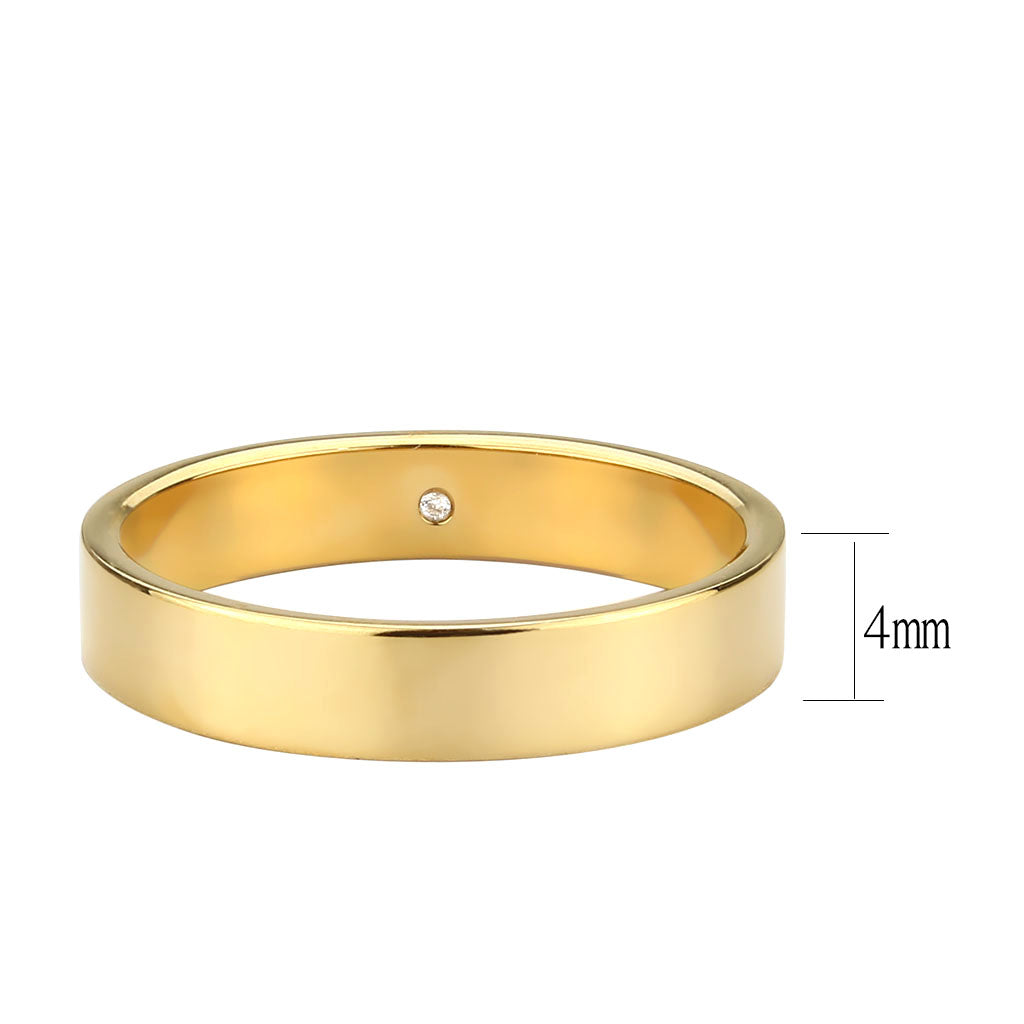 MATK3832 - IP Gold Stainless Steel Ring with Top Grade Crystal in Clear