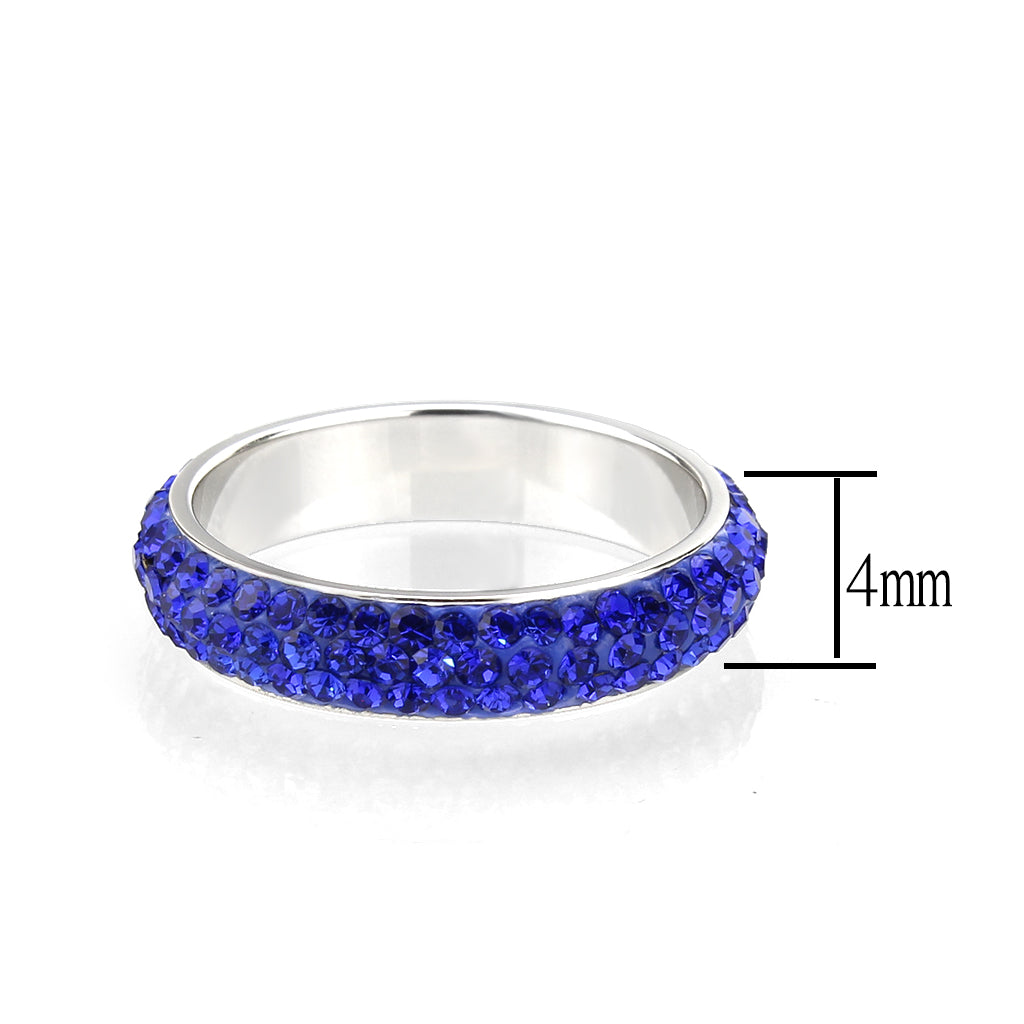 MATK3838 - High polished (no plating) Stainless Steel Ring with Top Grade Crystal in Sapphire(206)