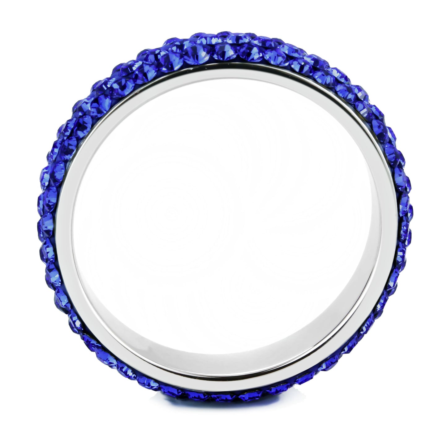 MATK3838 - High polished (no plating) Stainless Steel Ring with Top Grade Crystal in Sapphire(206)