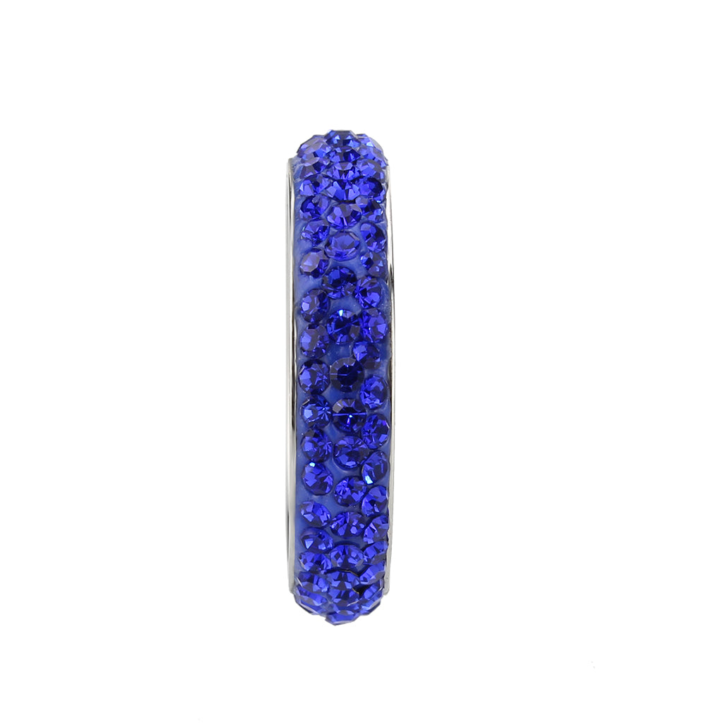 MATK3838 - High polished (no plating) Stainless Steel Ring with Top Grade Crystal in Sapphire(206)