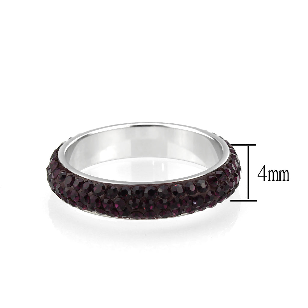 MATK3837 - High polished (no plating) Stainless Steel Ring with Top Grade Crystal in Amethyst(204)