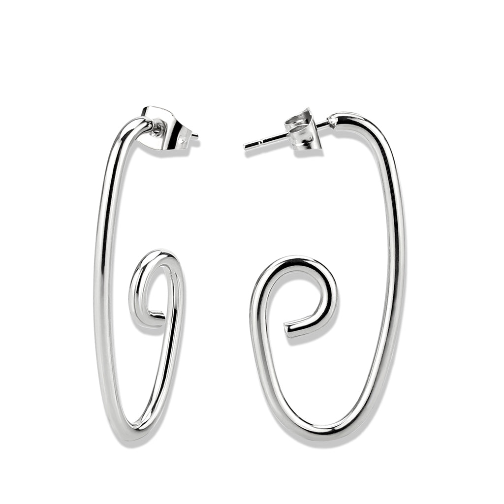 MATK3843 - High Polished Minimalist Stainless Steel Earrings