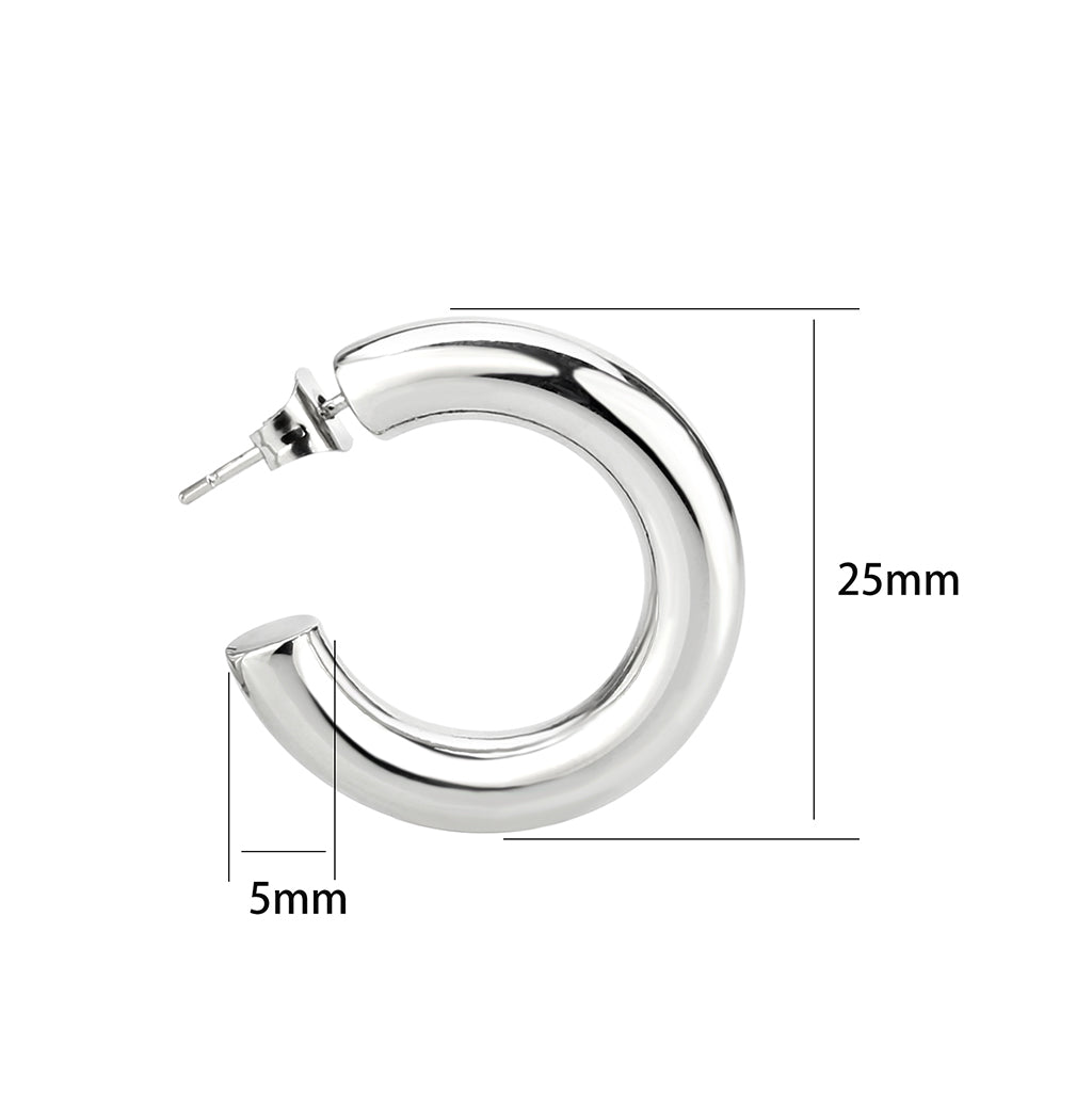MATK3844 - High Polished Minimalist Stainless Steel Earrings