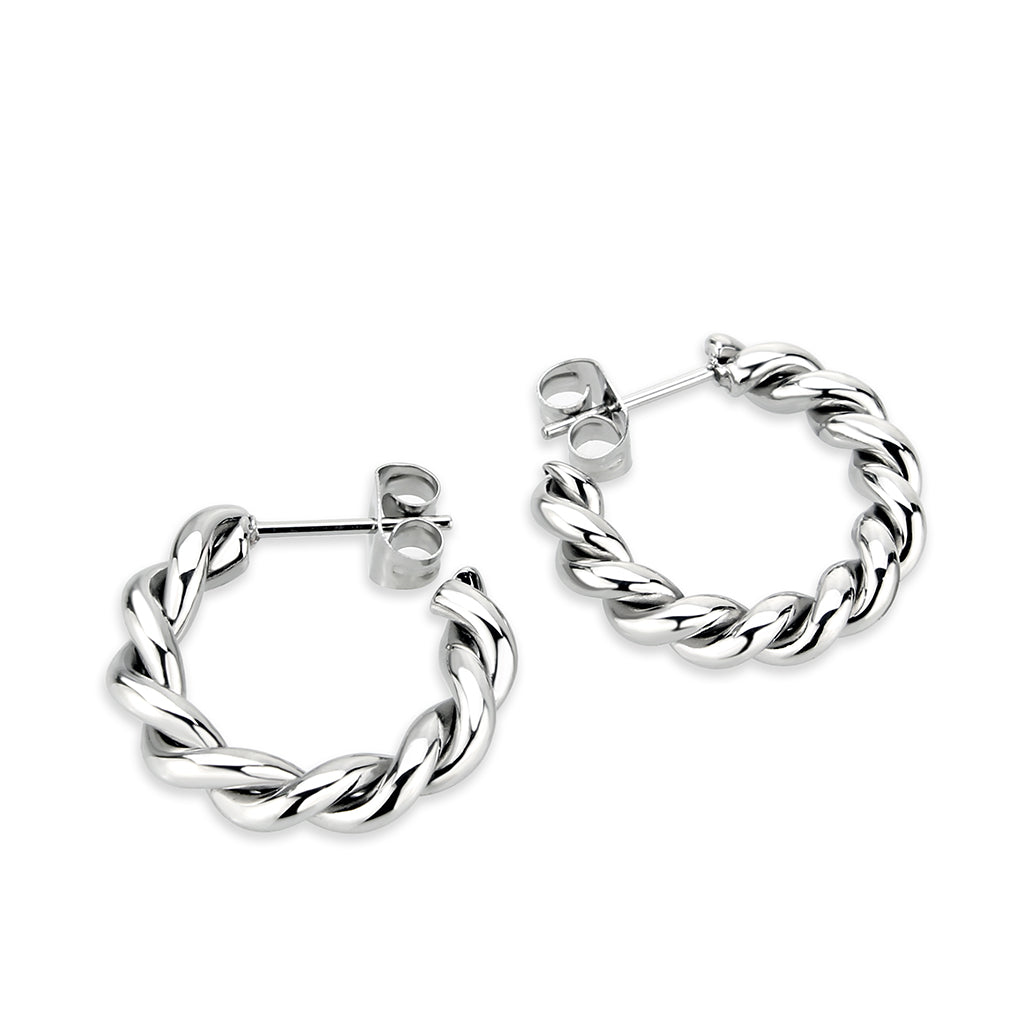 MATK3845 - High Polished Minimalist Stainless Steel Earrings
