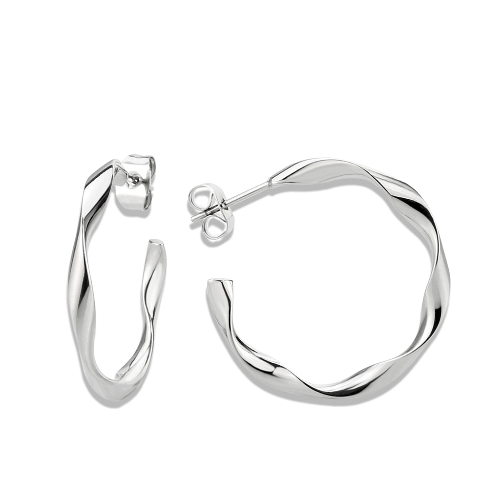 MATK3850 - High Polished Minimalist Stainless Steel Earrings