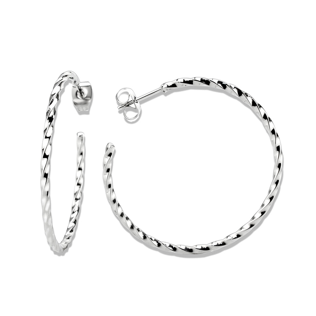 MATK3852 - High Polished Minimalist Stainless Steel Earrings