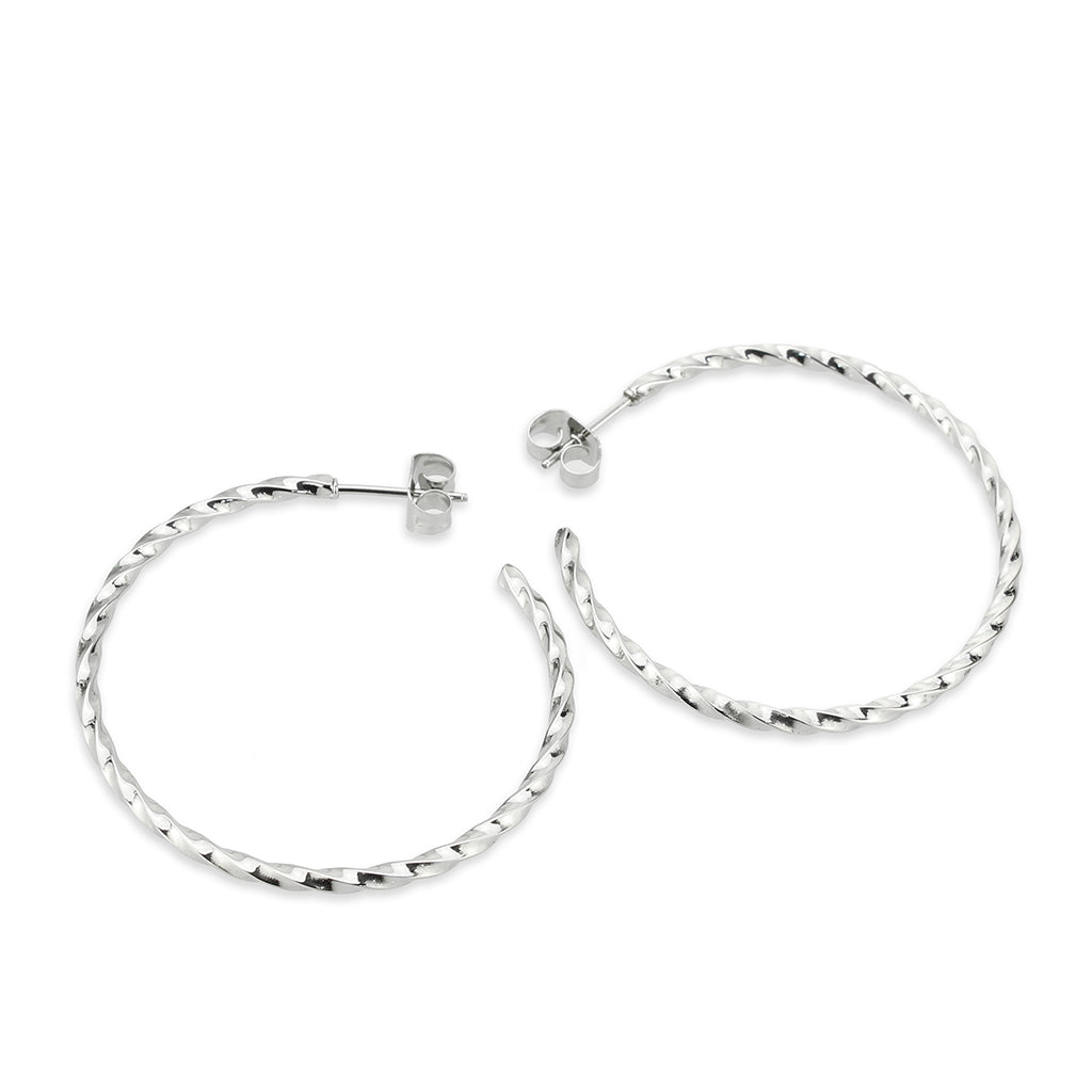 MATK3852 - High Polished Minimalist Stainless Steel Earrings
