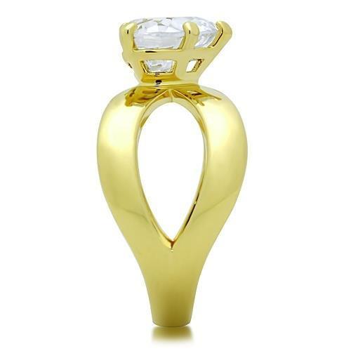 MATK390G - IP Gold(Ion Plating) Stainless Steel Ring with AAA Grade CZ in Clear