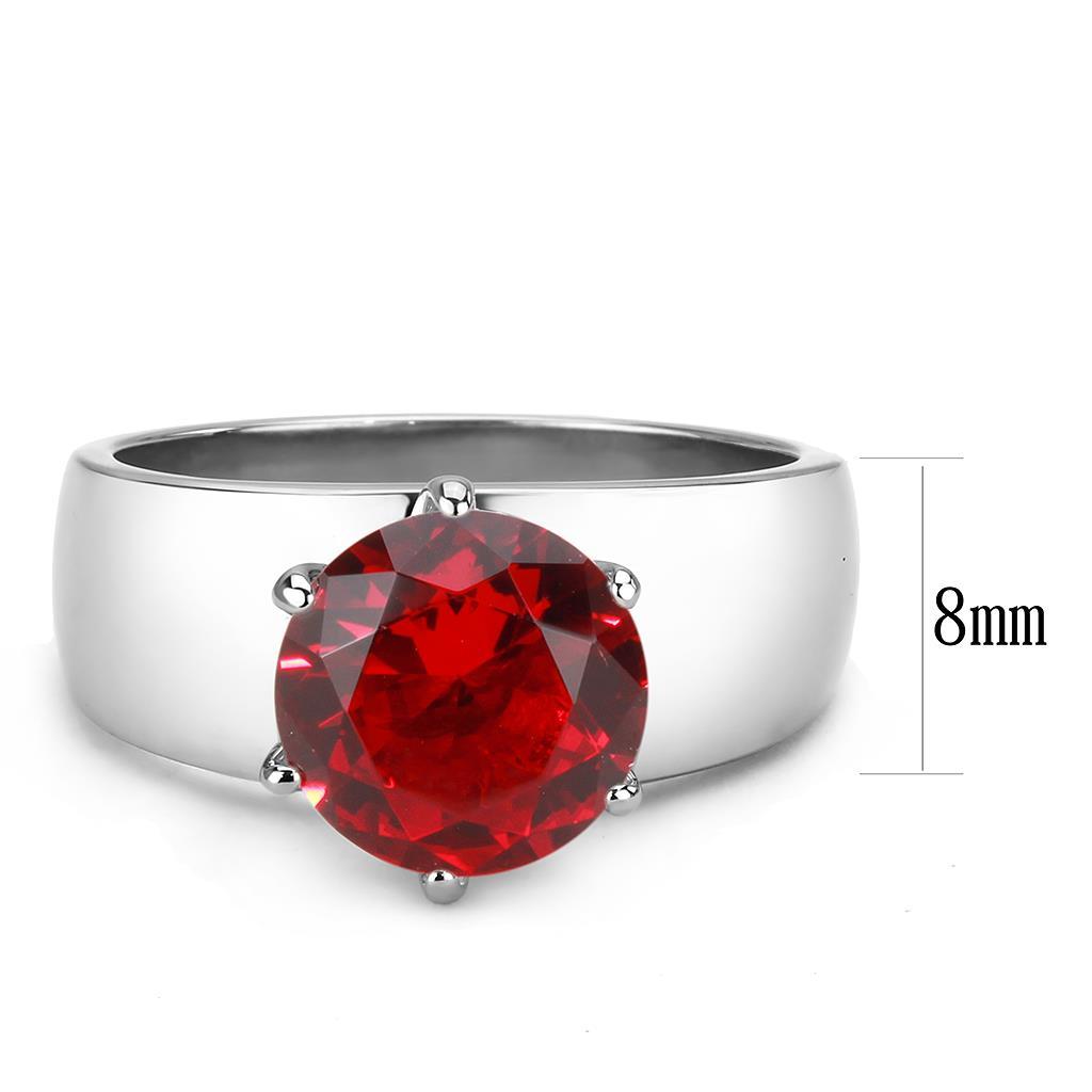 MATK52007 - High polished (no plating) Stainless Steel Ring with Synthetic Synthetic Glass in Siam