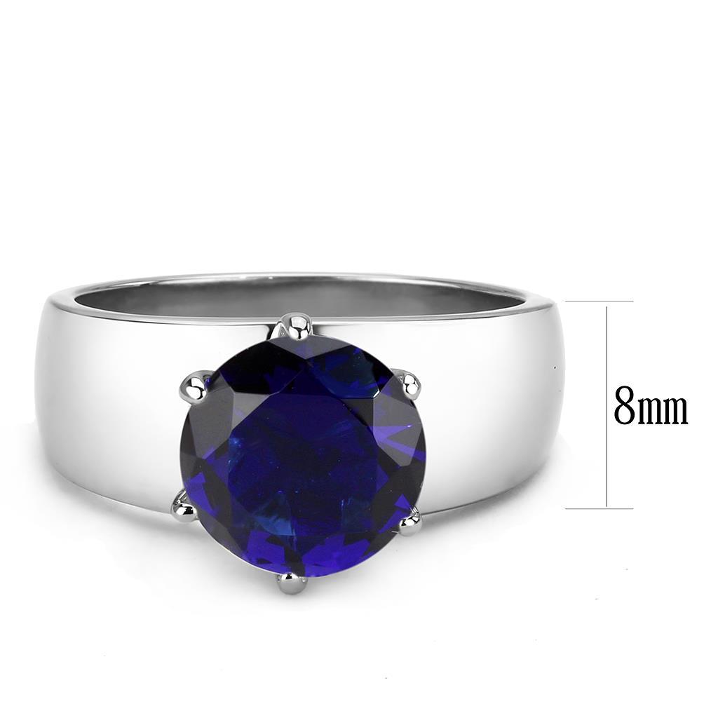 MATK52009 - High polished (no plating) Stainless Steel Ring with Synthetic Synthetic Glass in Montana