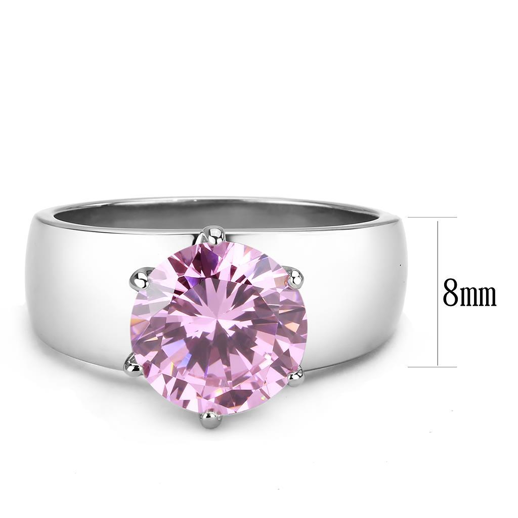 MATK52010 - High polished (no plating) Stainless Steel Ring with AAA Grade CZ in Rose