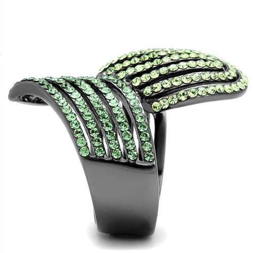 MATK691LJ - IP Light Black (IP Gun) Stainless Steel Ring with Top Grade Crystal in Multi Color