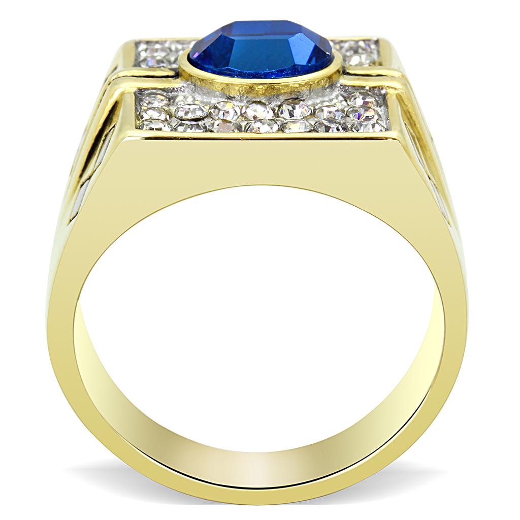 MATK752 - Two-Tone IP Gold (Ion Plating) Stainless Steel Ring with Top Grade Crystal in Montana