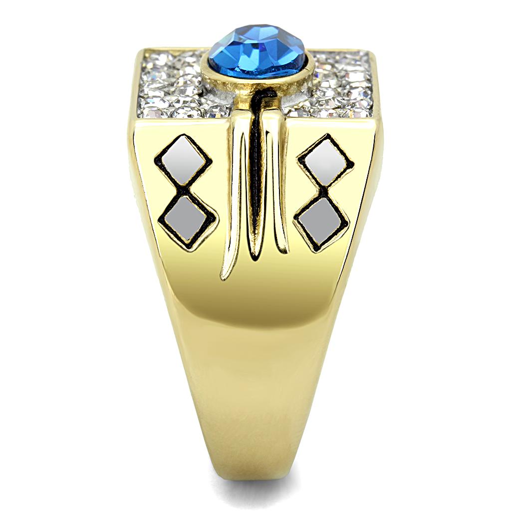 MATK752 - Two-Tone IP Gold (Ion Plating) Stainless Steel Ring with Top Grade Crystal in Montana