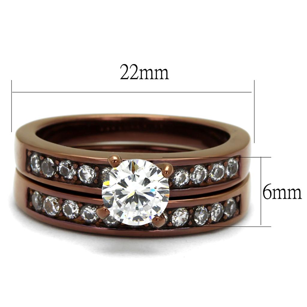 MATK8X003LC - IP Coffee light Stainless Steel Ring with AAA Grade CZ in Clear