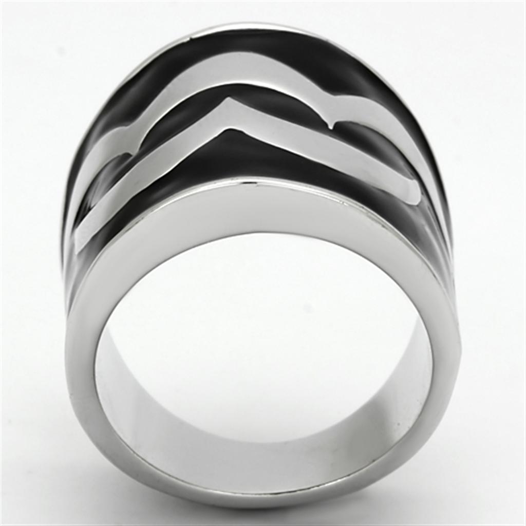 MATK926 - High polished (no plating) Stainless Steel Ring with Epoxy in Jet