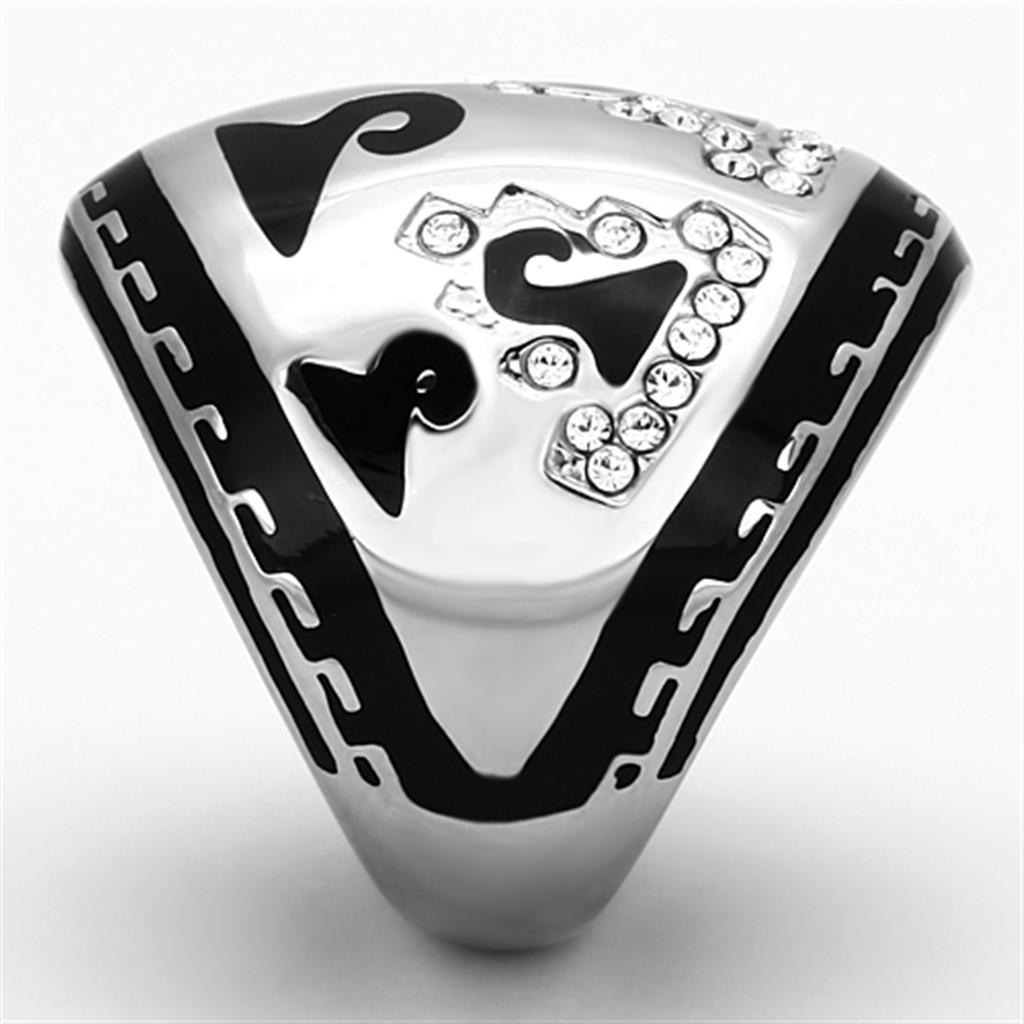 MATK928 - High polished (no plating) Stainless Steel Ring with Top Grade Crystal in Clear