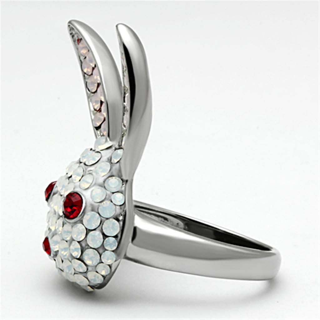 MATK931 - High polished (no plating) Stainless Steel Ring with Top Grade Crystal in Multi Color