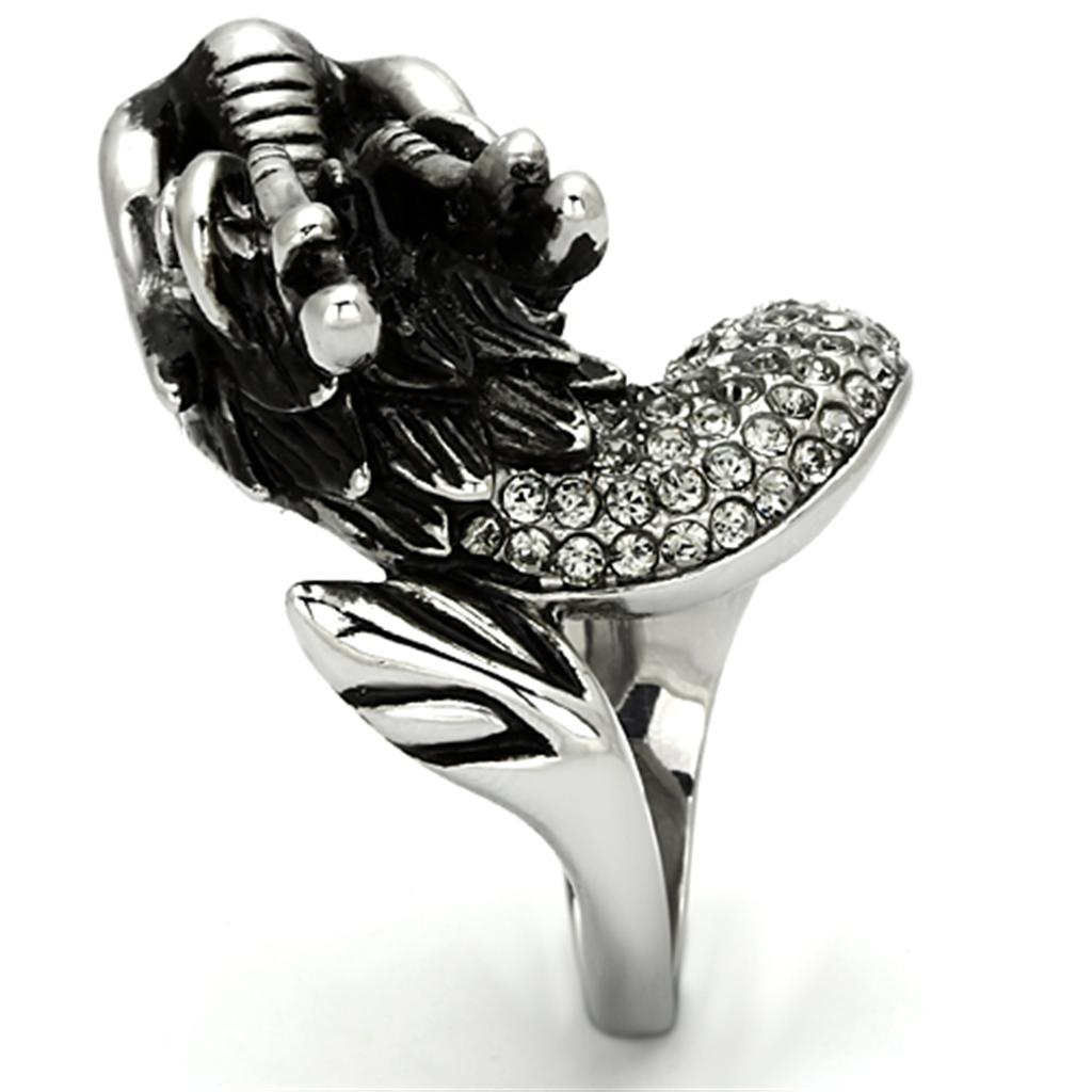 MATK934 - High polished (no plating) Stainless Steel Ring with Top Grade Crystal in Siam