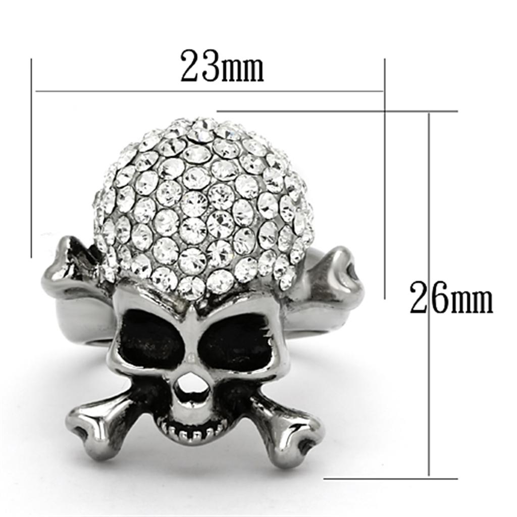 MATK935 - High polished (no plating) Stainless Steel Ring with Top Grade Crystal in Clear