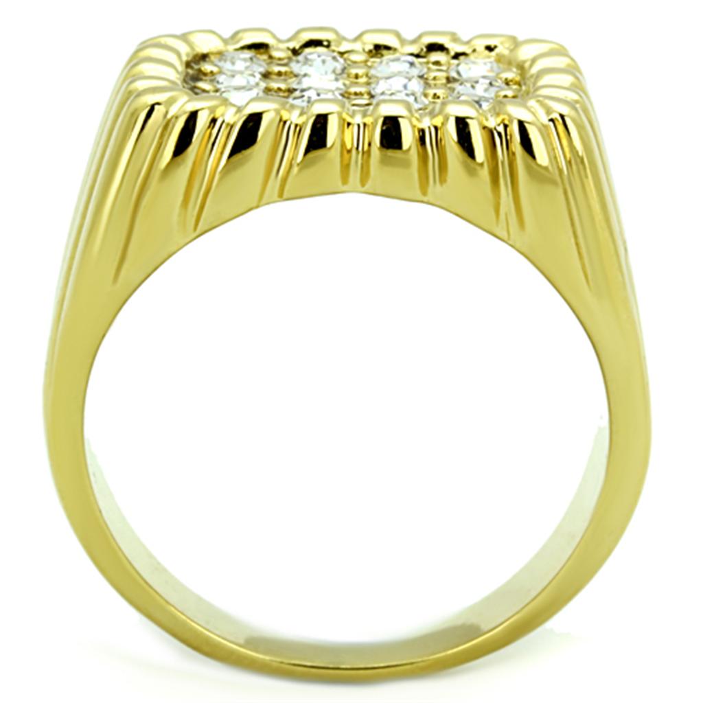 MATK940G - IP Gold(Ion Plating) Stainless Steel Ring with Top Grade Crystal in Clear