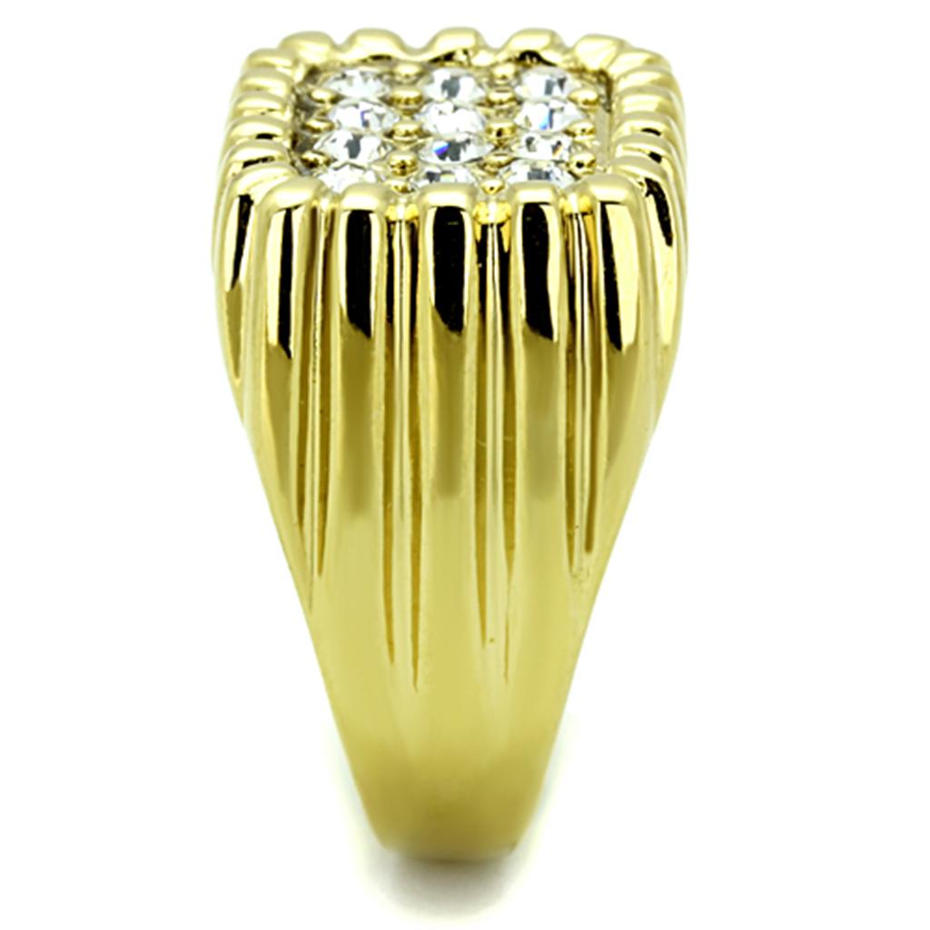 MATK940G - IP Gold(Ion Plating) Stainless Steel Ring with Top Grade Crystal in Clear