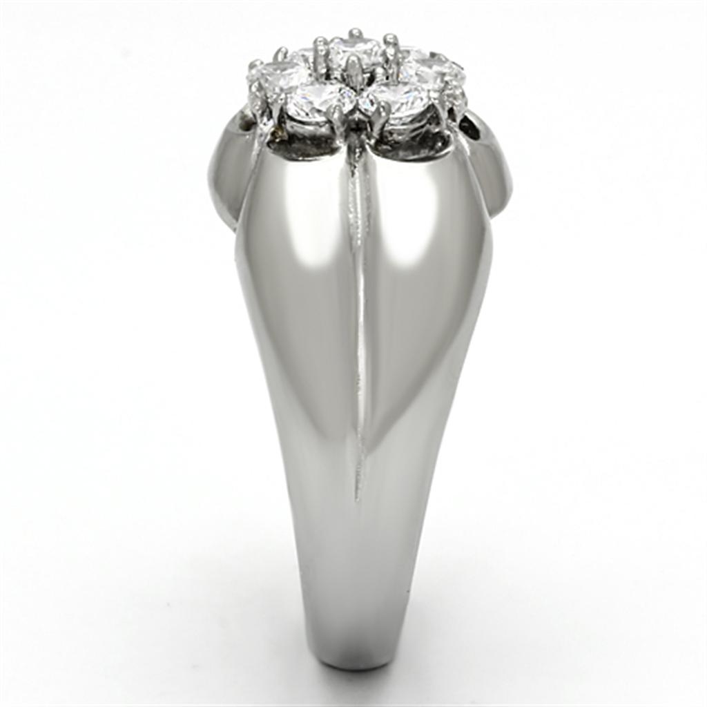 MATK944 - High polished (no plating) Stainless Steel Ring with AAA Grade CZ in Clear