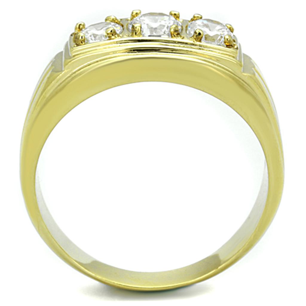 MATK946G - IP Gold(Ion Plating) Stainless Steel Ring with AAA Grade CZ in Clear
