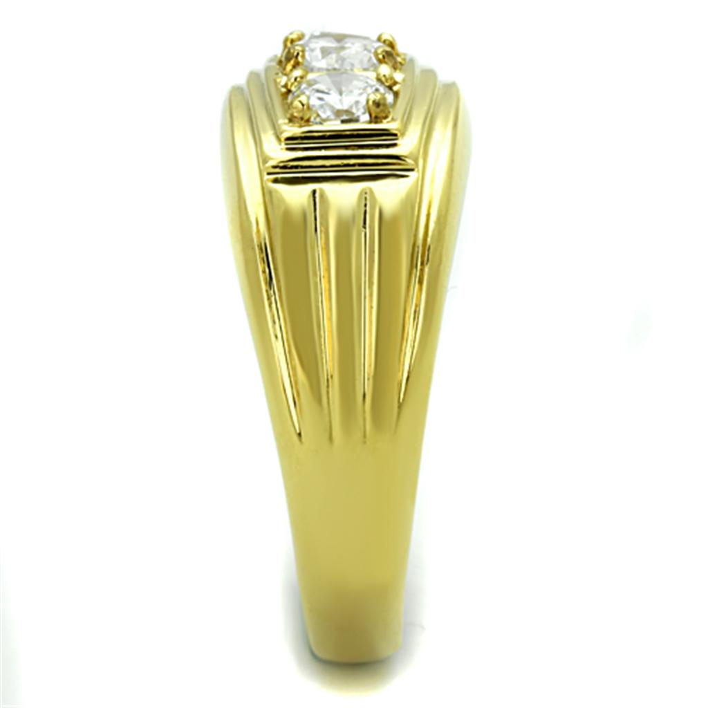 MATK946G - IP Gold(Ion Plating) Stainless Steel Ring with AAA Grade CZ in Clear