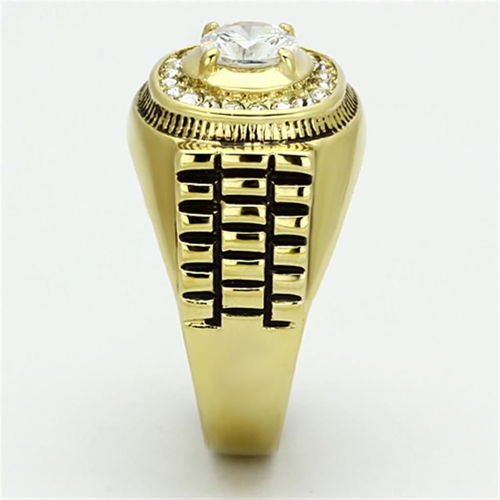 MATK948G - IP Gold(Ion Plating) Stainless Steel Ring with AAA Grade CZ in Clear