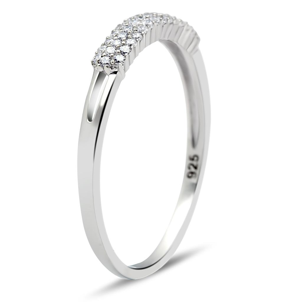 MATS043 - Rhodium 925 Sterling Silver Ring with AAA Grade CZ in Clear