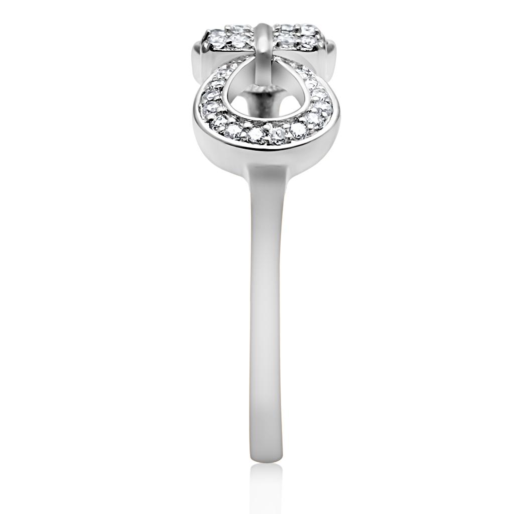 MATS047 - Rhodium 925 Sterling Silver Ring with AAA Grade CZ in Clear