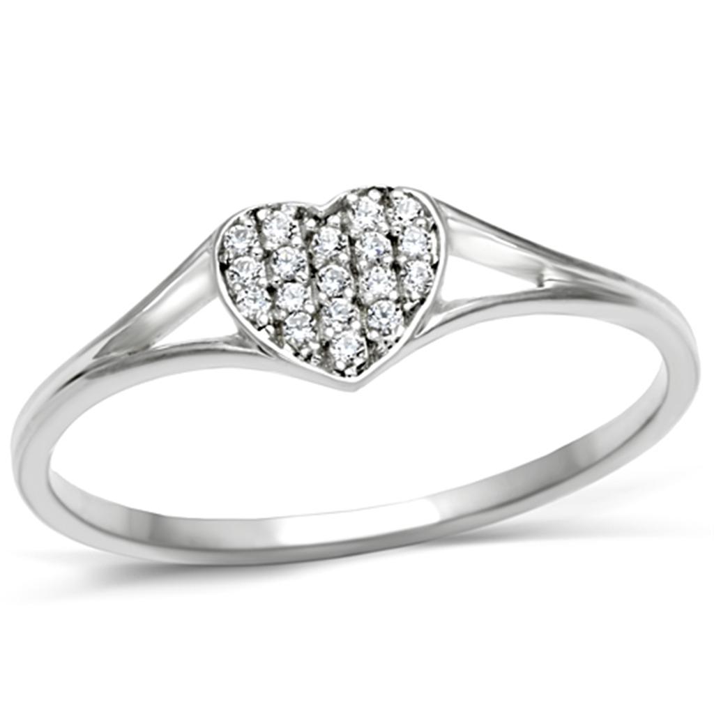 MATS073 - Rhodium 925 Sterling Silver Ring with AAA Grade CZ in Clear
