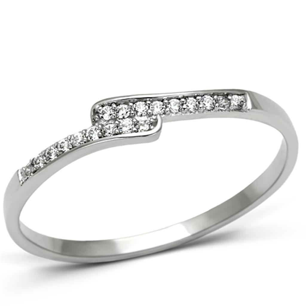 MATS077 - Rhodium 925 Sterling Silver Ring with AAA Grade CZ in Clear