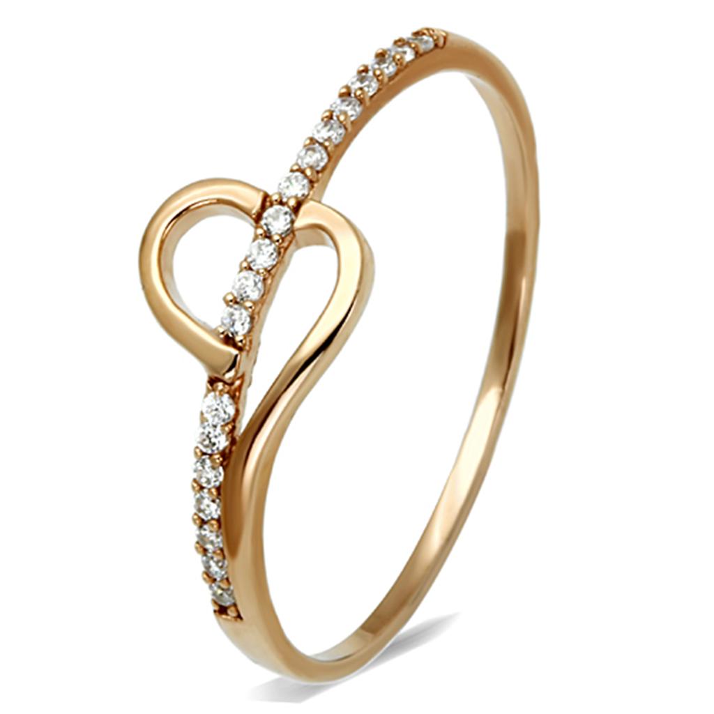 MATS095 - Rose Gold 925 Sterling Silver Ring with AAA Grade CZ in Clear
