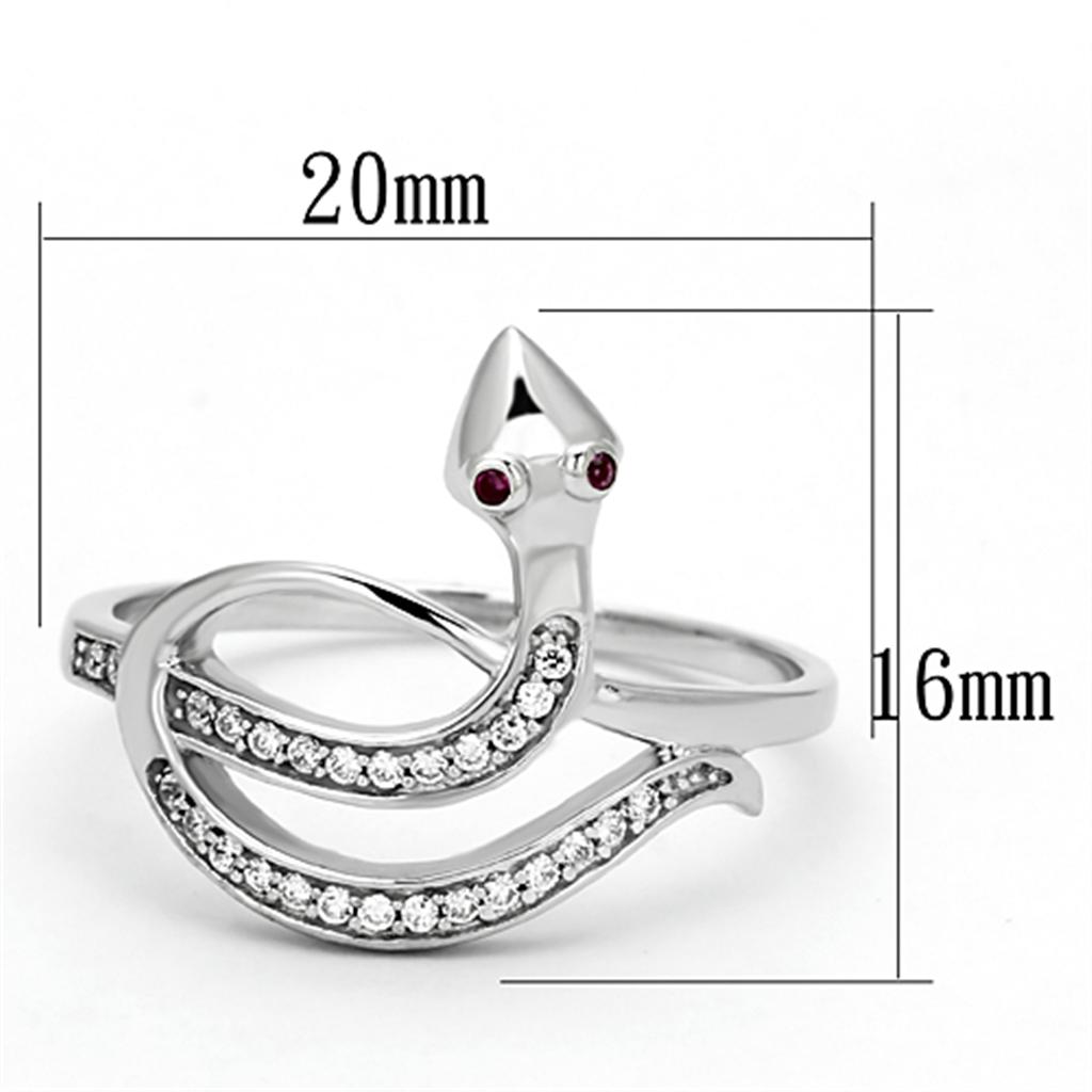 MATS123 - Rhodium 925 Sterling Silver Ring with AAA Grade CZ in Ruby
