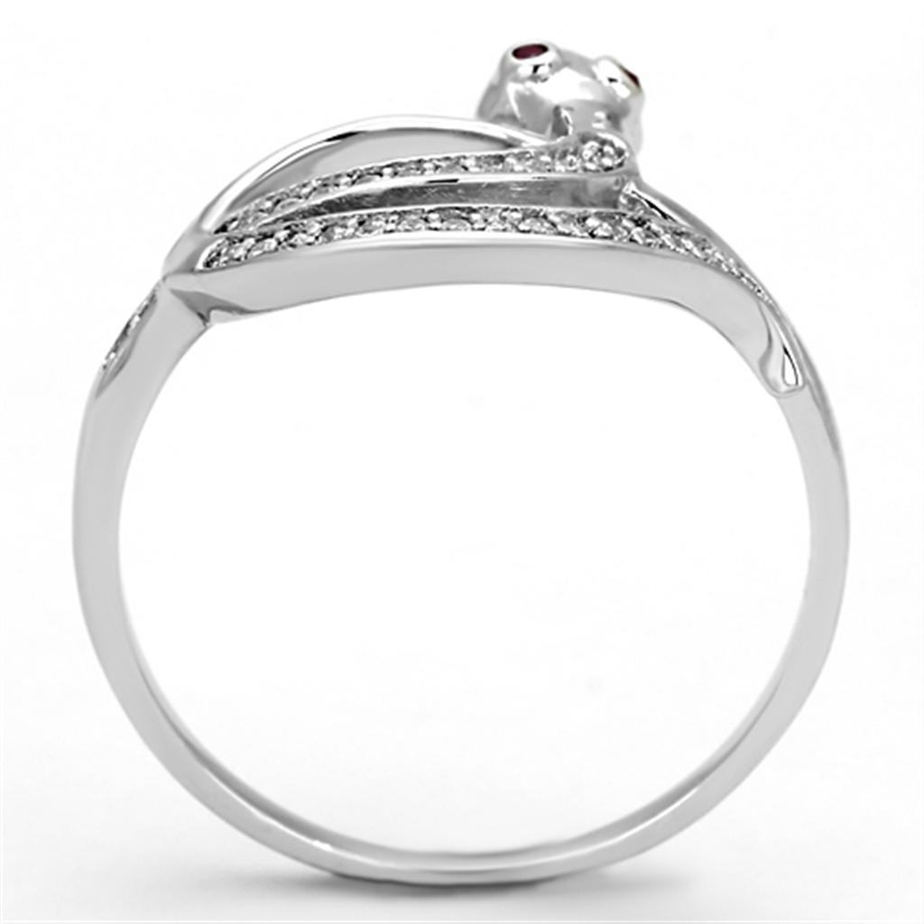 MATS123 - Rhodium 925 Sterling Silver Ring with AAA Grade CZ in Ruby