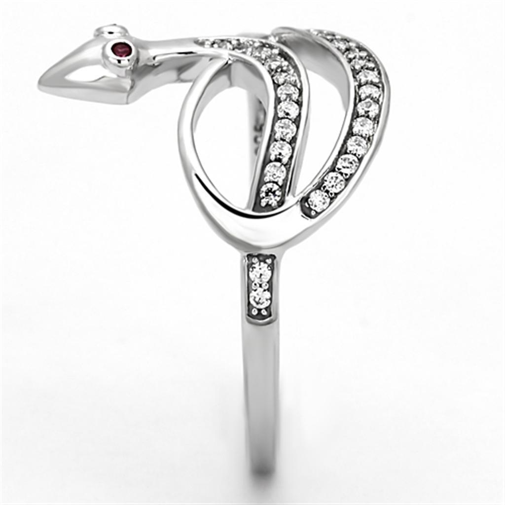 MATS123 - Rhodium 925 Sterling Silver Ring with AAA Grade CZ in Ruby