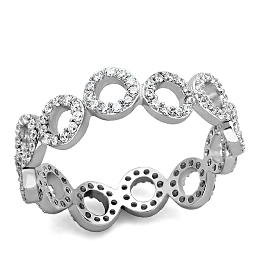 MATS139 - Rhodium 925 Sterling Silver Ring with AAA Grade CZ in Clear