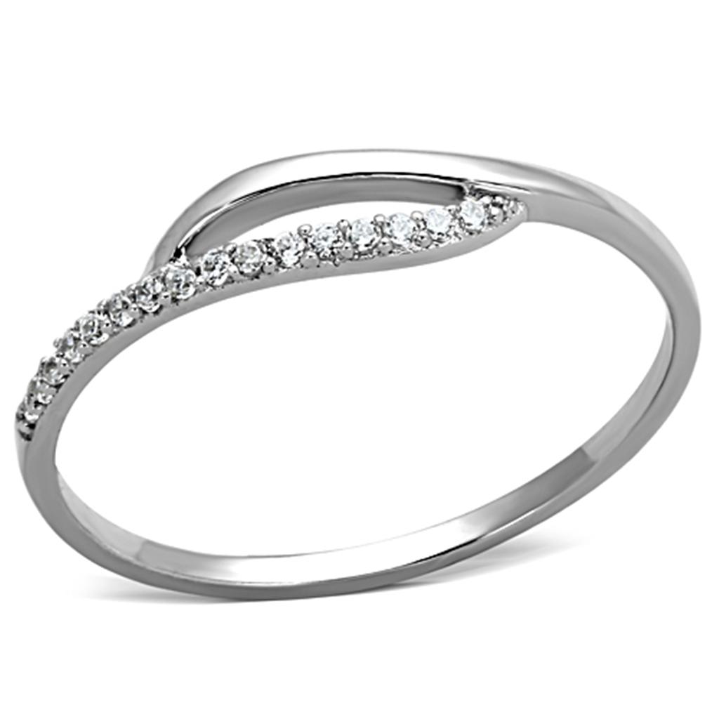 MATS145 - Rhodium 925 Sterling Silver Ring with AAA Grade CZ in Clear